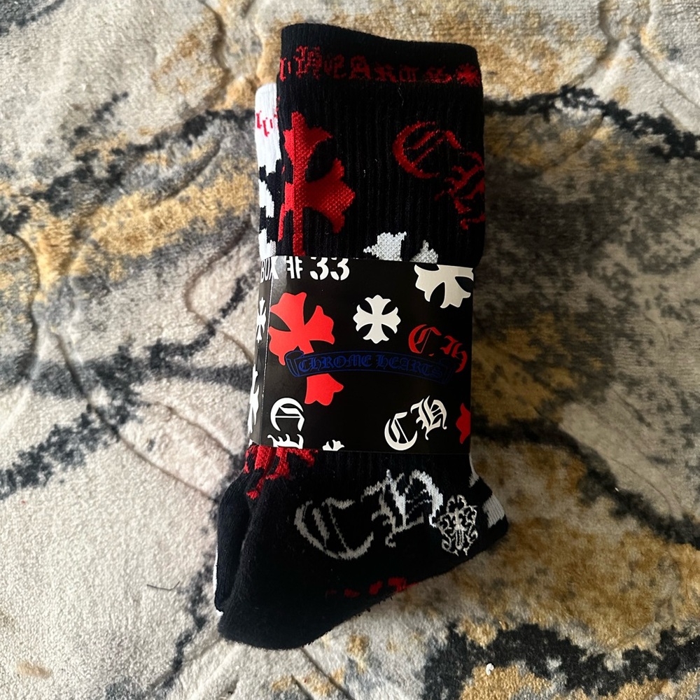 Chrome Hearts Stencil Socks 3-pack